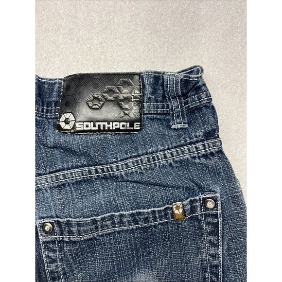 Southpole Jeans Vtg Mens Size 34x30 Faded Dark Wash Y2K Straight Leg Baggy - Picture 5 of 6